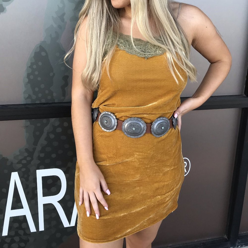 Aratta 'Without You' Velvet Mini Dress in Gold